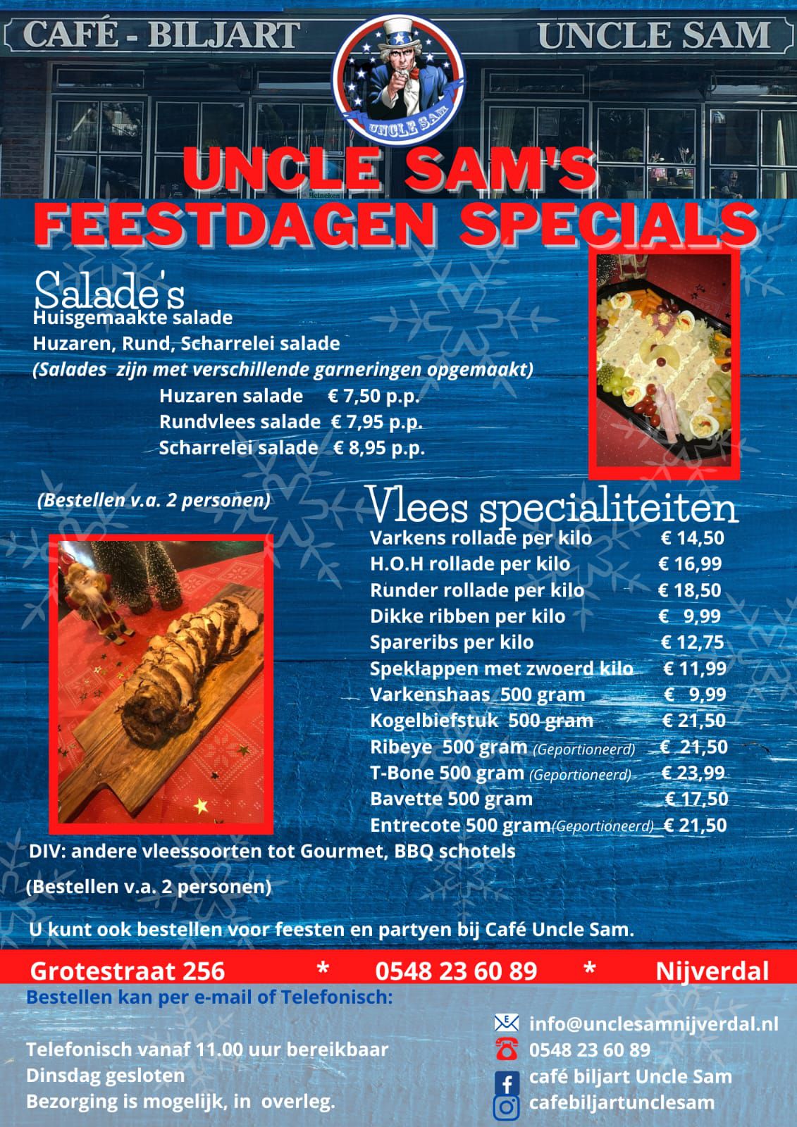 Uncle Sam's bestel lijst voor de feestdagen, bel voor de opries
